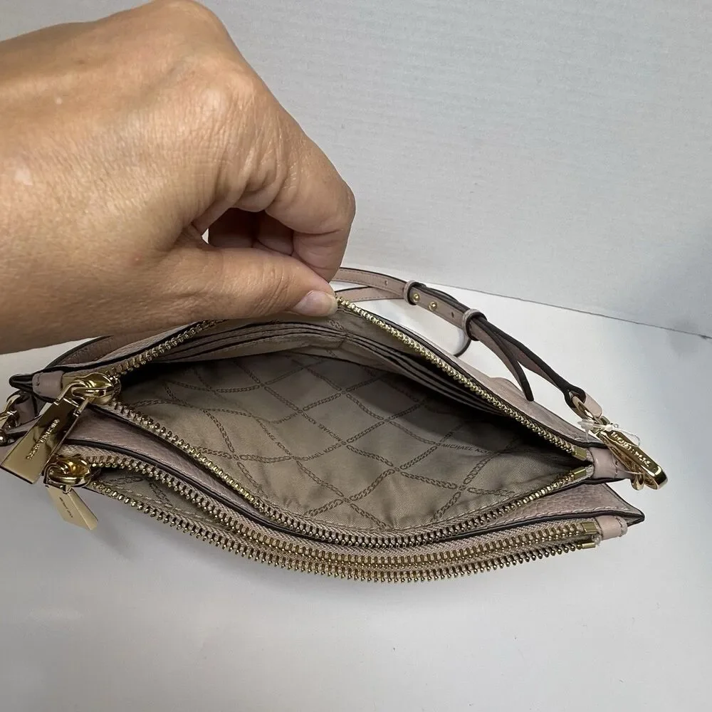 Michael Kors Women's Jet Set Large Leather Double Pouch Crossbody In Soft Pink